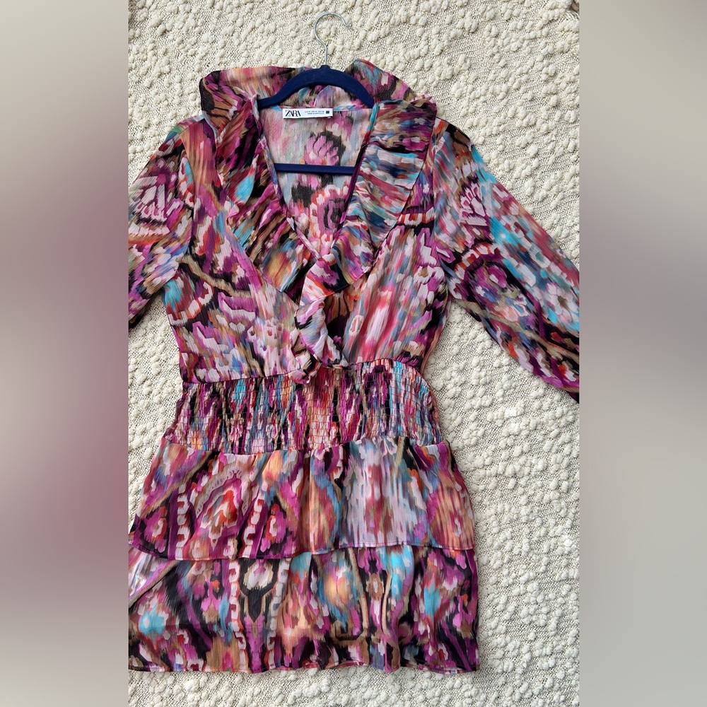 Zara Pink and Brown Floral Top